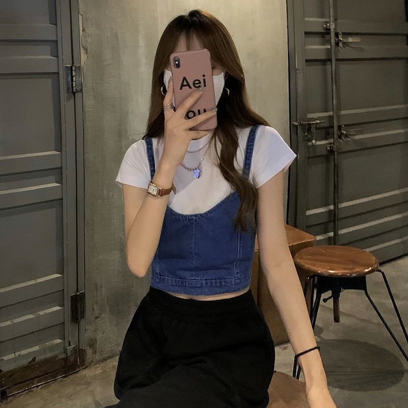 Áo yếm 2 dây bò jean kiểu dáng cơ bản Sherry Cabinet