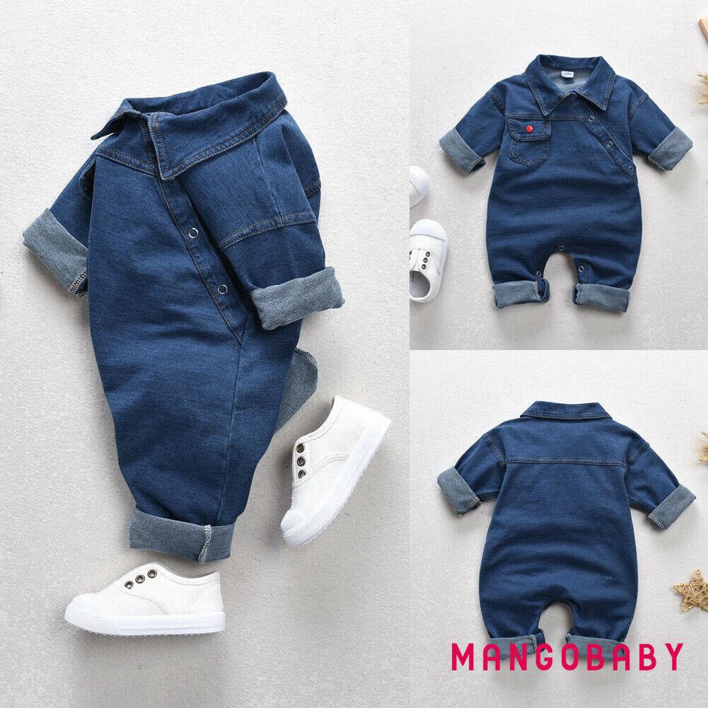 Bộ Áo Liền Quần Vải Denim Xinh Xắn Cho Bé