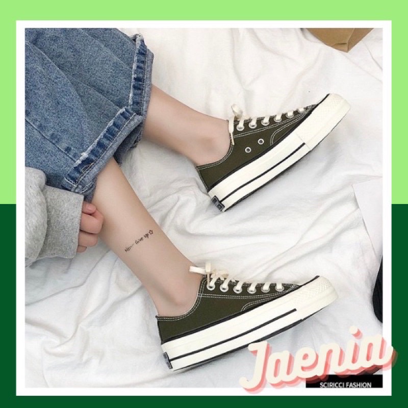 Giày bata nữ đi học thể thao sneaker cổ thấp hai màu trắng đen đế cao 3 cm JAENIA G006