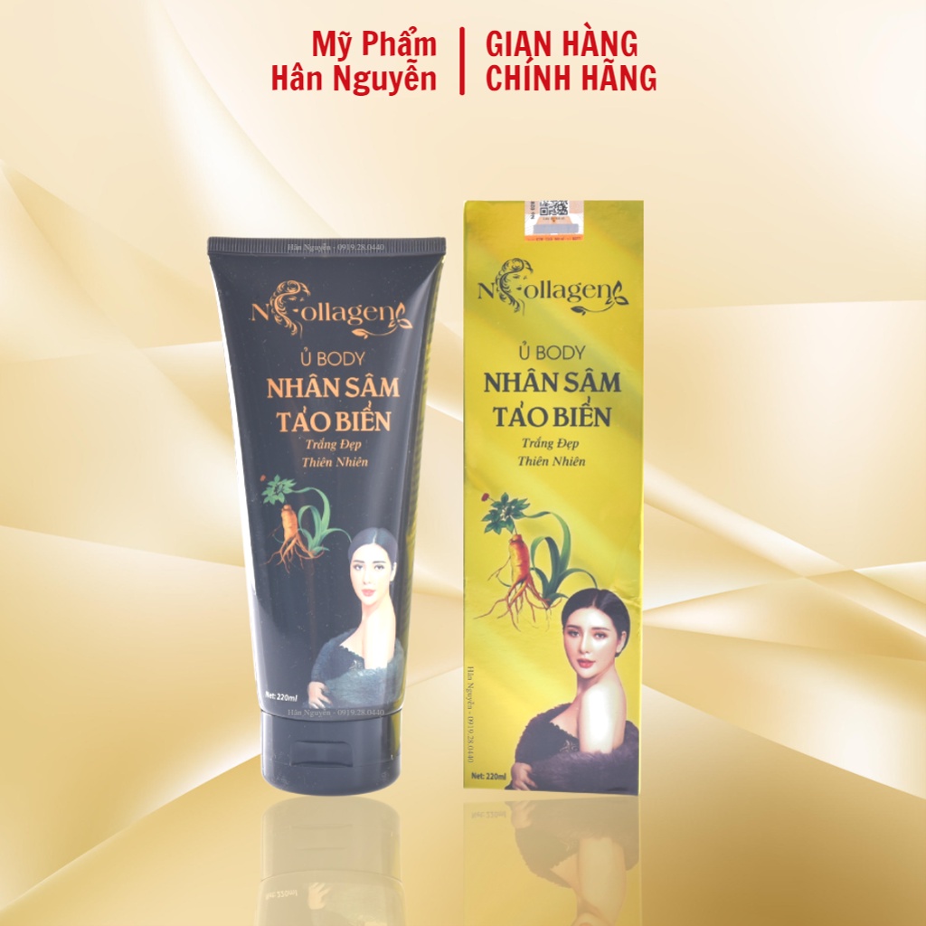 Kem ủ trắng da toàn thân - Ủ body dưỡng trắng mịn da chiết suất nhân sâm tảo biển NCOLLAGEN HÂN NGUYỄN 280ml UBT01