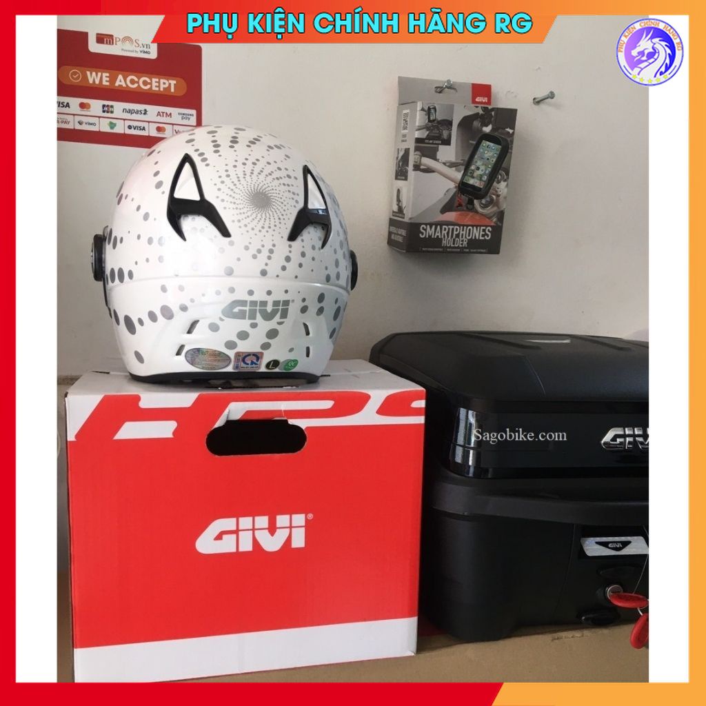 Nón bảo hiểm Givi 3 phần 4 kèm kính chắn gió hàng chính hãng chắc bên bảo hành 2 năm