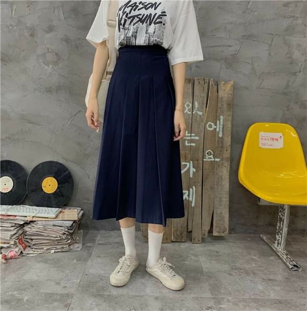 Hàng Sẵn_ Váy xếp li dáng dài cạp cao phong cách Hàn quốc | BigBuy360 - bigbuy360.vn