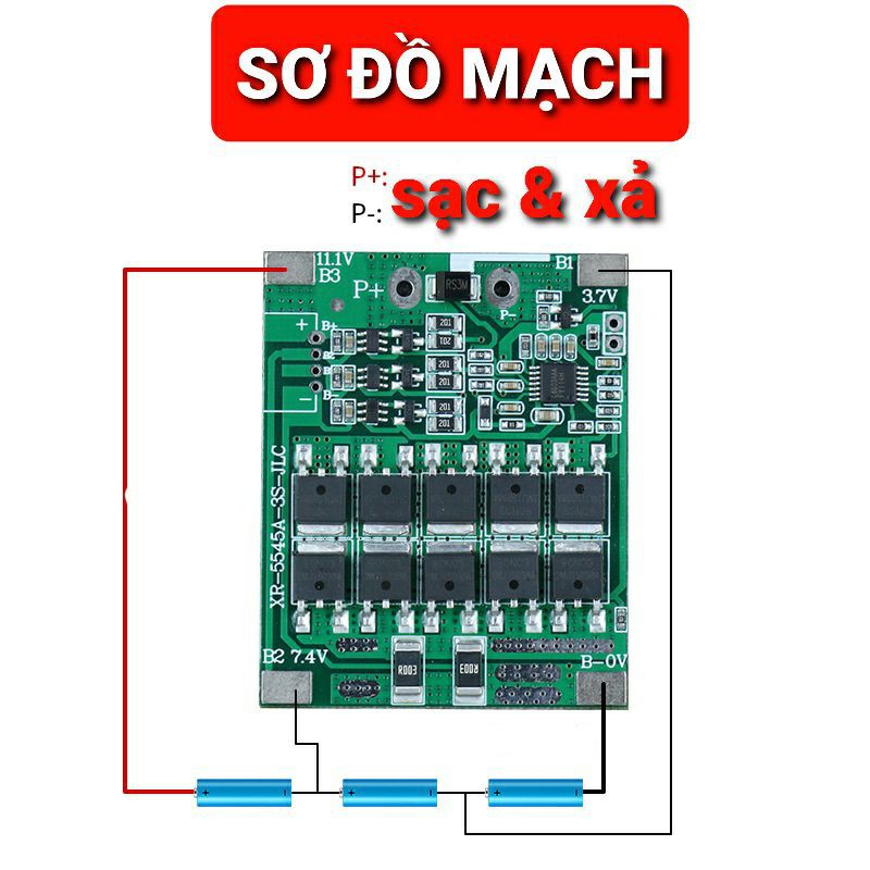 achun.vn - MẠCH IC BẢO VỆ PIN  3S - 12.6V -  XẢ 65A tức thời