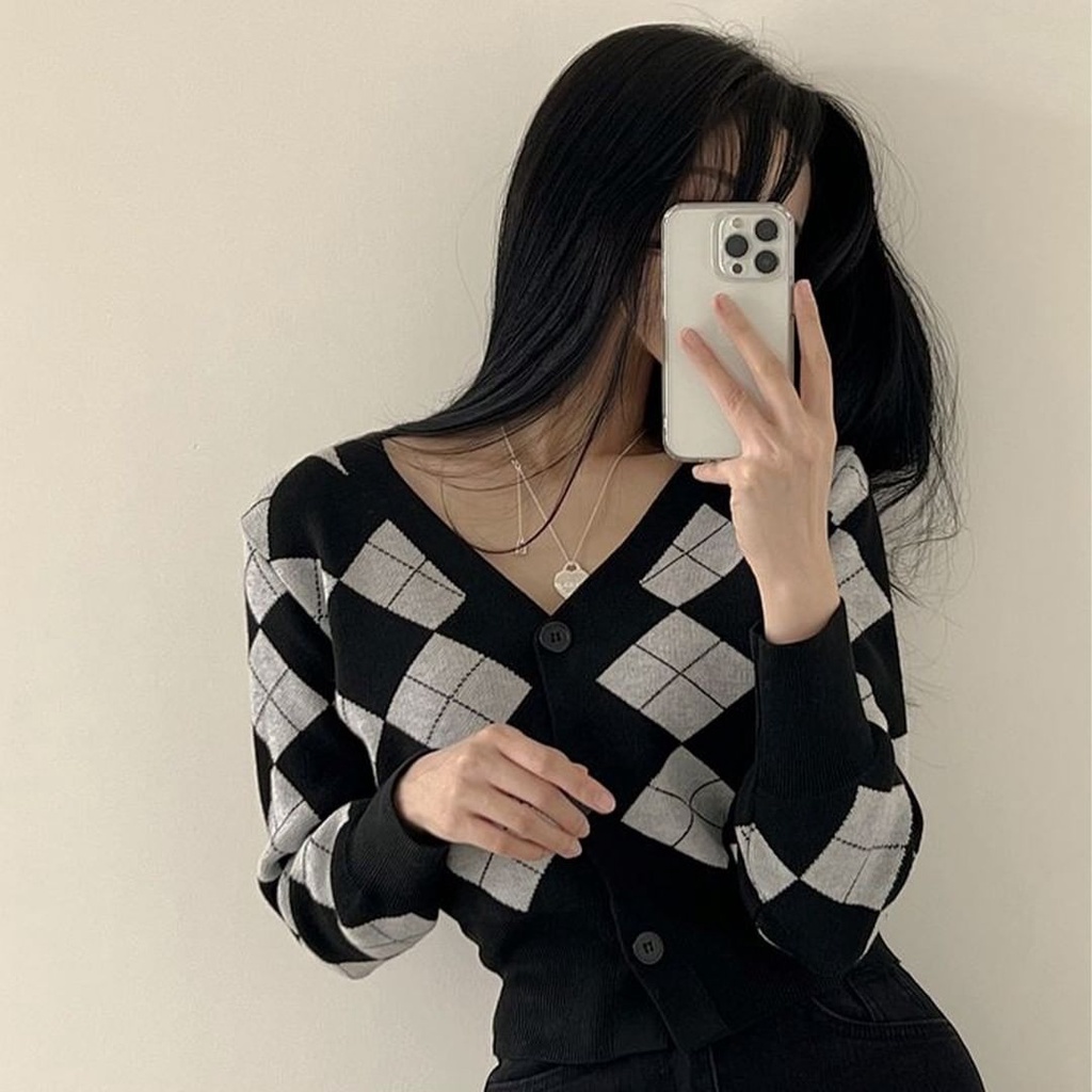 Áo khoác cardigan vải dệt kim tay dài thiết kế thanh lịch