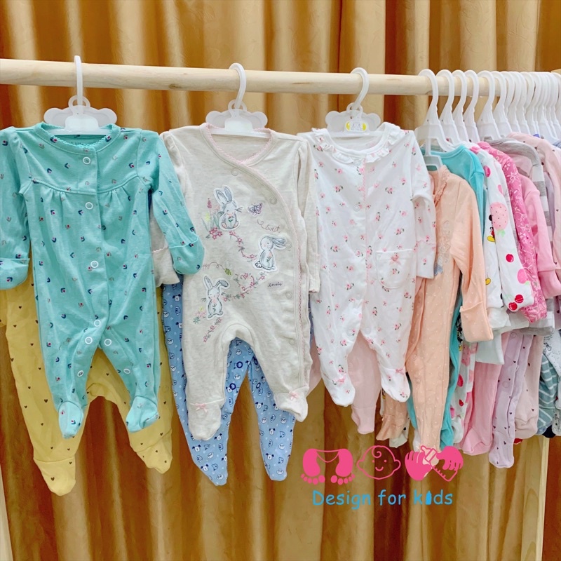 Sleepsuit tiny, bộ body dài tay xuất dư kèm BAO TAY LẬT cho bé SINH NON, SƠ SINH THIẾU THÁNG, SINH ĐÔI