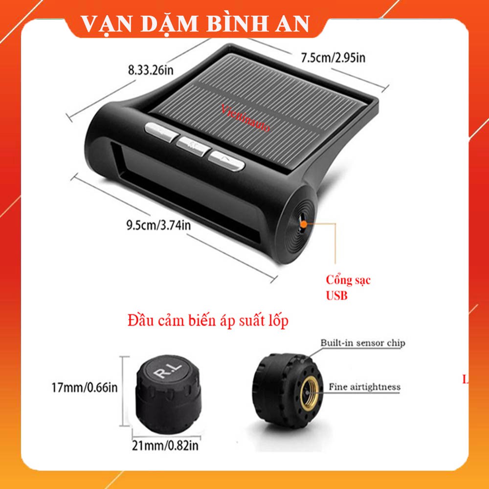 Cảm biến áp suất lốp van ngoài màn hình led, cảm biến áp suất lốp TPMS pin năng lượng mặt trời