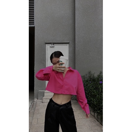 SEKSI • PIE CROPTOP SHIRT | Áo sơ mi croptop màu hồng