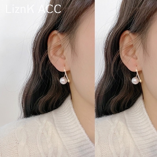 Bông tai đính hạt tròn/đá zircon phong cách Hàn Quốc