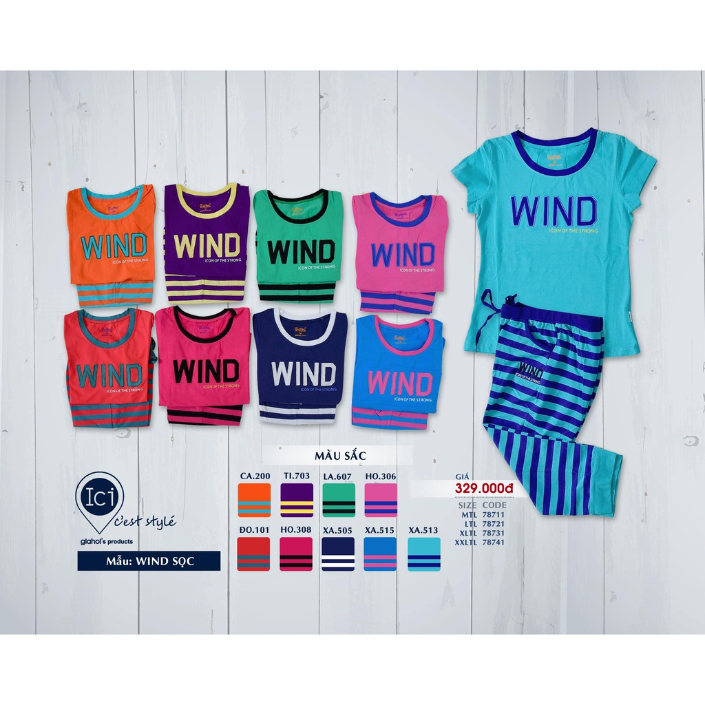 Xả bộ mặc nhà chất liệu cotton Gia Hồi mẫu Wind