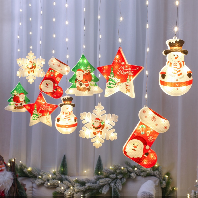 Dây đèn LED hình cây thông Noel trang trí phòng ngủ cho bé