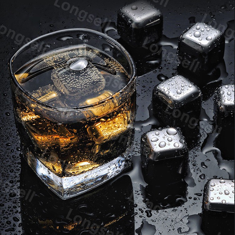 Food Grade Stainless Steel Ice Cube Kitchen Untensil Set Whiskey Beer Cola Ice Liqueur Frozen Drink Metal Ice Cubes