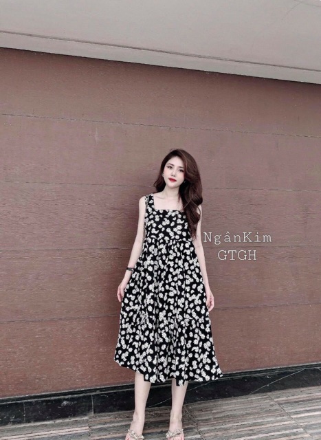 Váy sát nách đi biển hơ nhí vintage dáng xoè hotrend | BigBuy360 - bigbuy360.vn