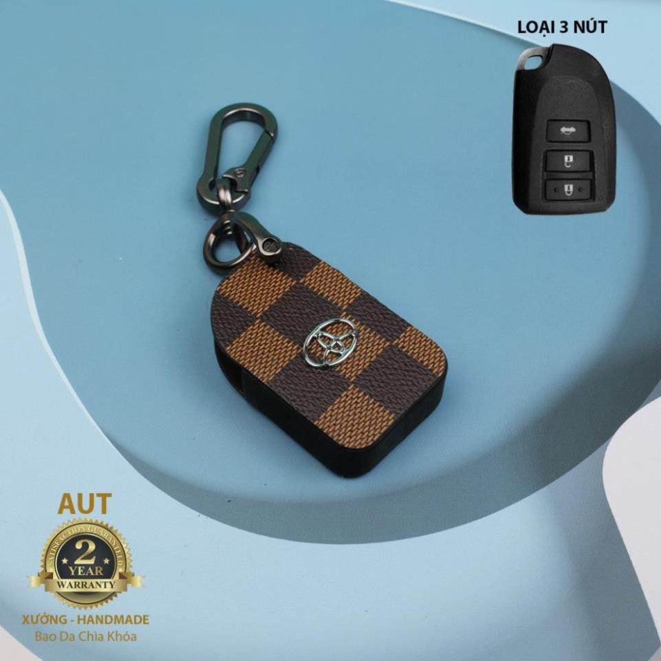 Bao da chìa khóa Smartkey Toyota 3 nút (Toyota Vios, Toyota Wigo,Toyota Yaris) da Canvas L V xẻ túi