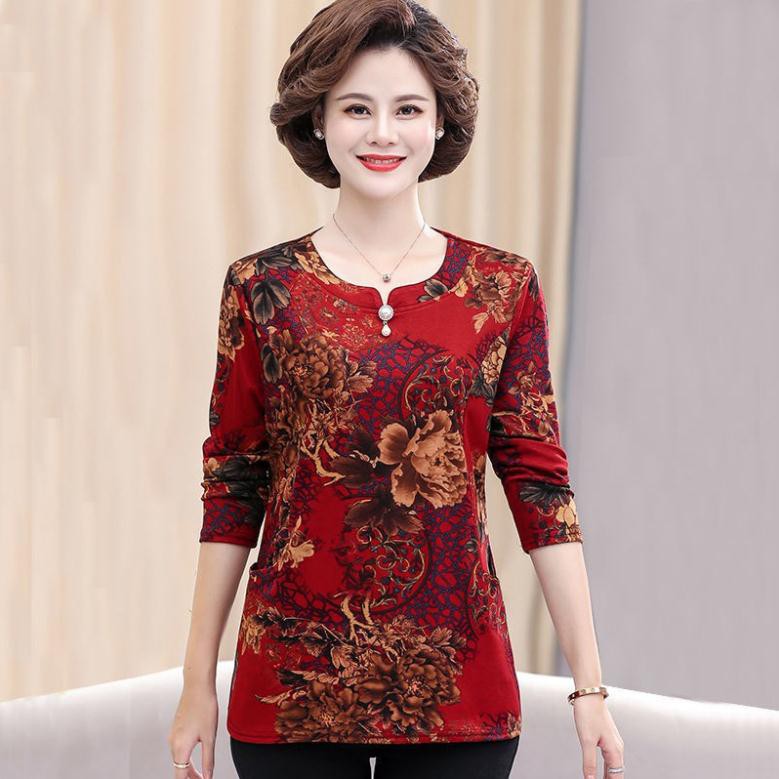 ✵Quần áo ấm cho người trung niên và cao tuổi mùa thu của phụ nữ thun dài tay SIÊT HOT