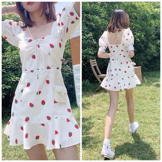 Đầm váy trái dâu mắc áo