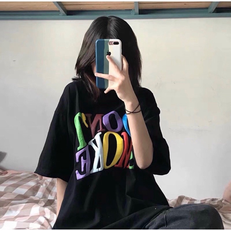Áo Thun Form Rộng Tay Lỡ Hình Chữ IDONT SMOKE, Áo Phông Rộng Unisex