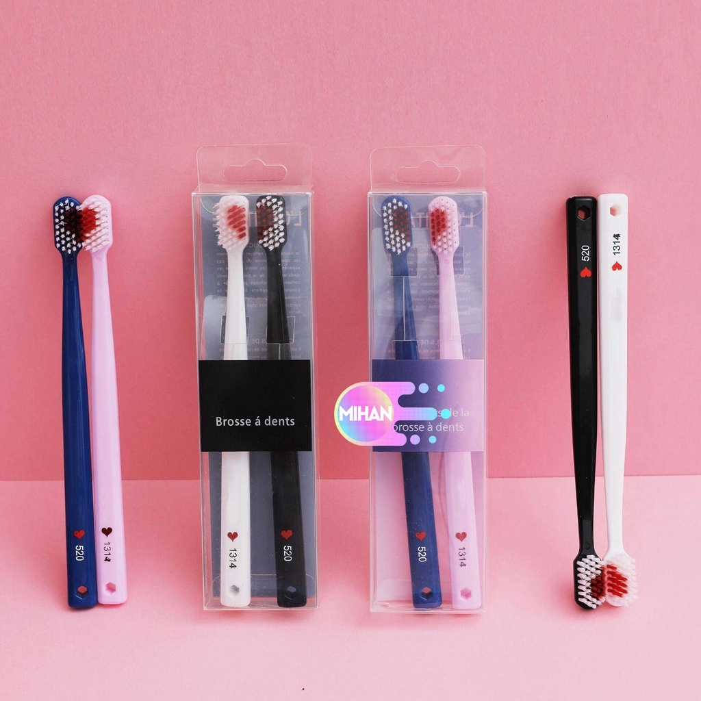 [Hàng mới về] Bộ 2 bàn chải đánh răng mềm mại chăm sóc răng miệng dành cho người lớn có hộp đựng