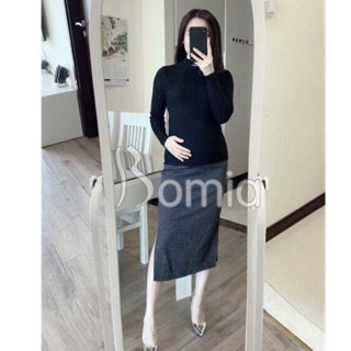 Áo len bầu trơn cổ 3 phân chất len tăm ôm dáng