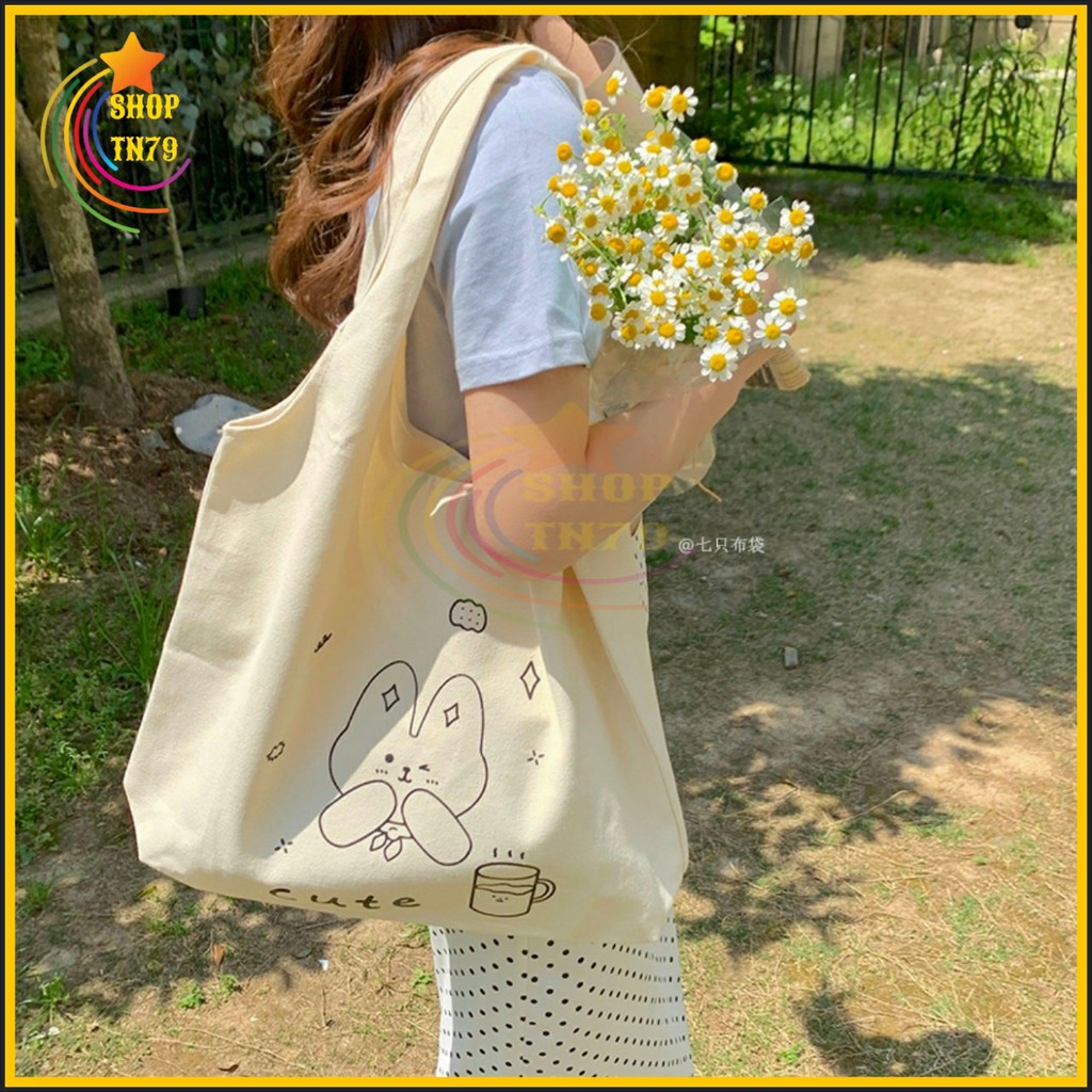 Túi đeo vai thời trang vải canvas mềm loại to đi hoc , đi chơi , đi làm đều rất đẹp - CUTE