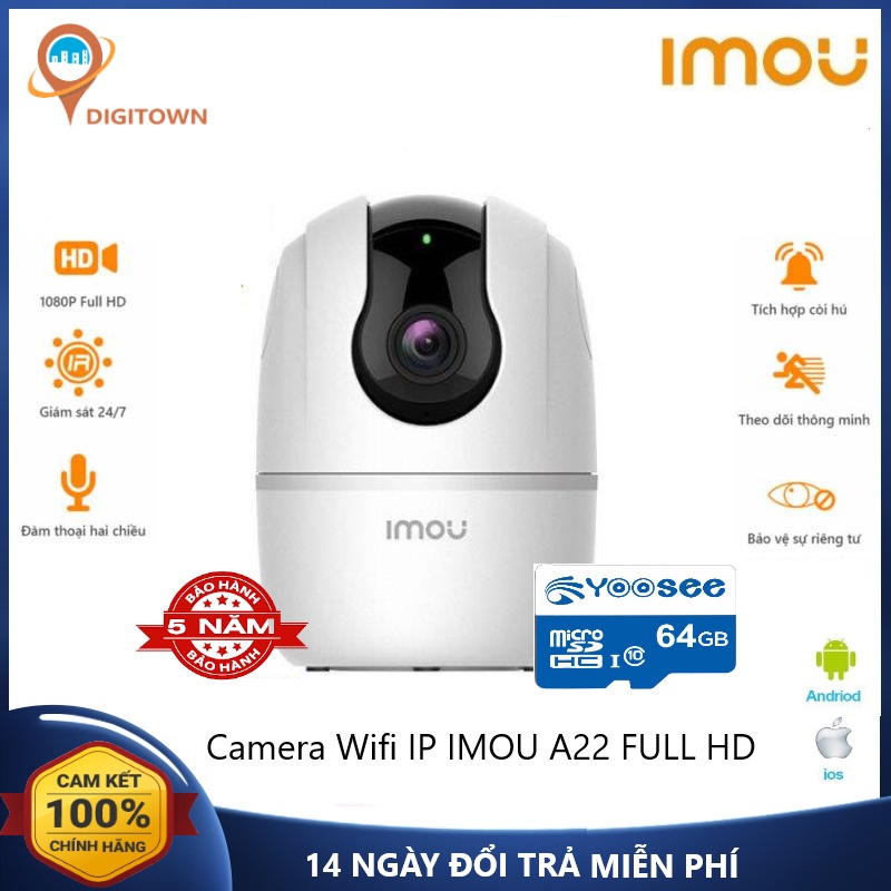 Camera Wifi Imou A22EP FULL HD 1080P - Hình ảnh rõ nét và mượt mà HÀNG CHÍNH HÃNG BH 5 năm