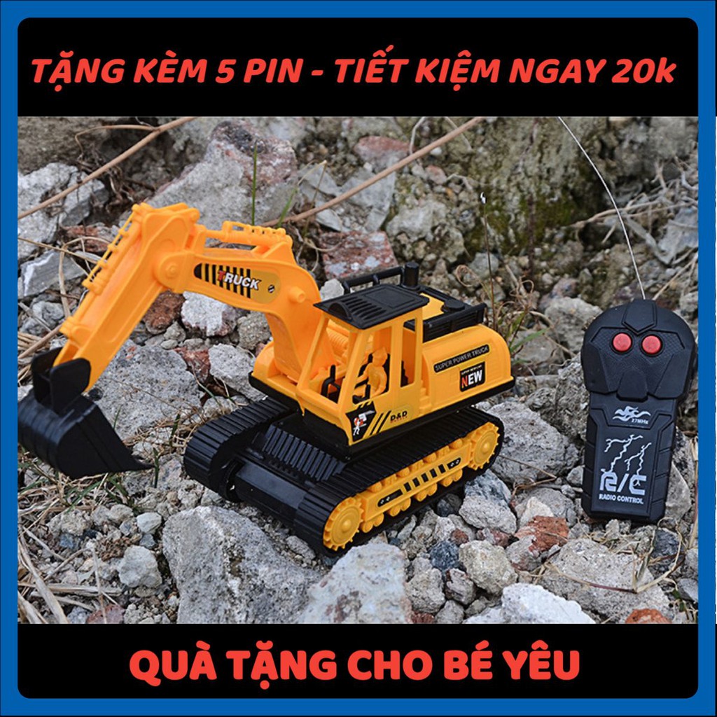 Máy xúc điều khiển từ xa 👉TẶNG 5 PIN👈 Cần cẩu điều khiên tỉ lệ 1:24 cho bé