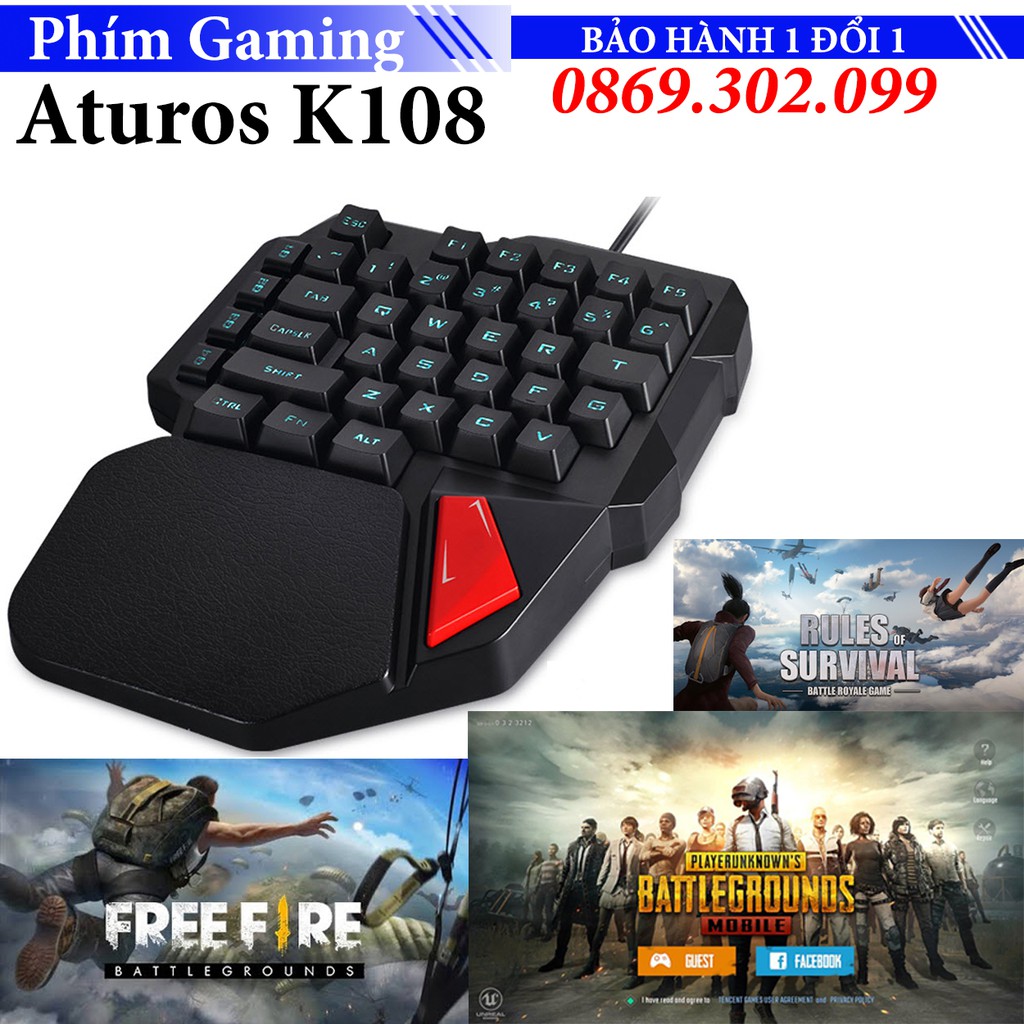 Bàn phím bán cơ Aturos K108 Thu gọn 38 phím chuyên dùng cho game FPS
