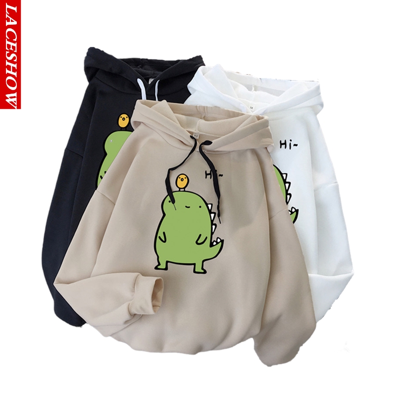 [Giao Hàng Địa Phương] Áo Khoác Hoodie Tay Dài Dáng Rộng Dày Dặn In Họa Tiết Khủng Long Nhỏ Thời Trang Thường Ngày Cho Nam Và Nữ