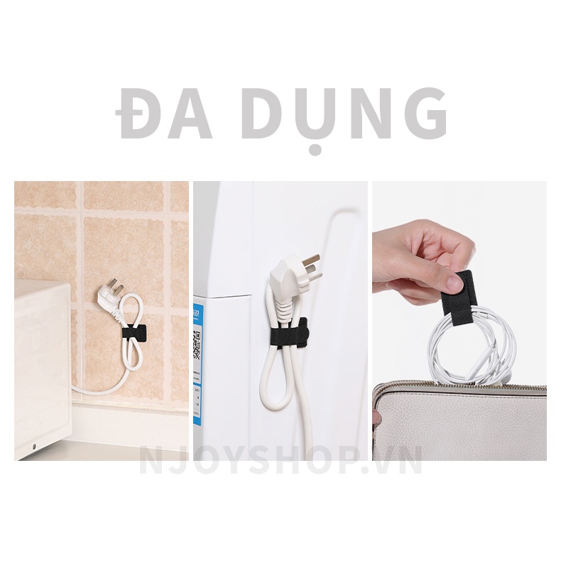 Dây Quấn Cáp Sạc Velcro Njoy Giúp Cố Định Dây Điện, Tai Nghe, Chống Rối Tiện Lợi Chất Liệu Keo Siêu Dính