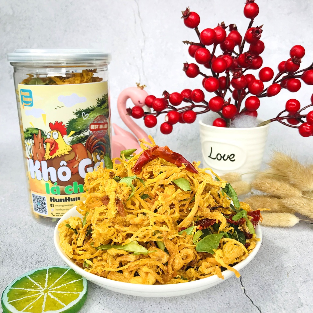 Khô gà lá chanh HunHun 250g đồ ăn vặt Sài Gòn Ngon Rẻ | BigBuy360 - bigbuy360.vn