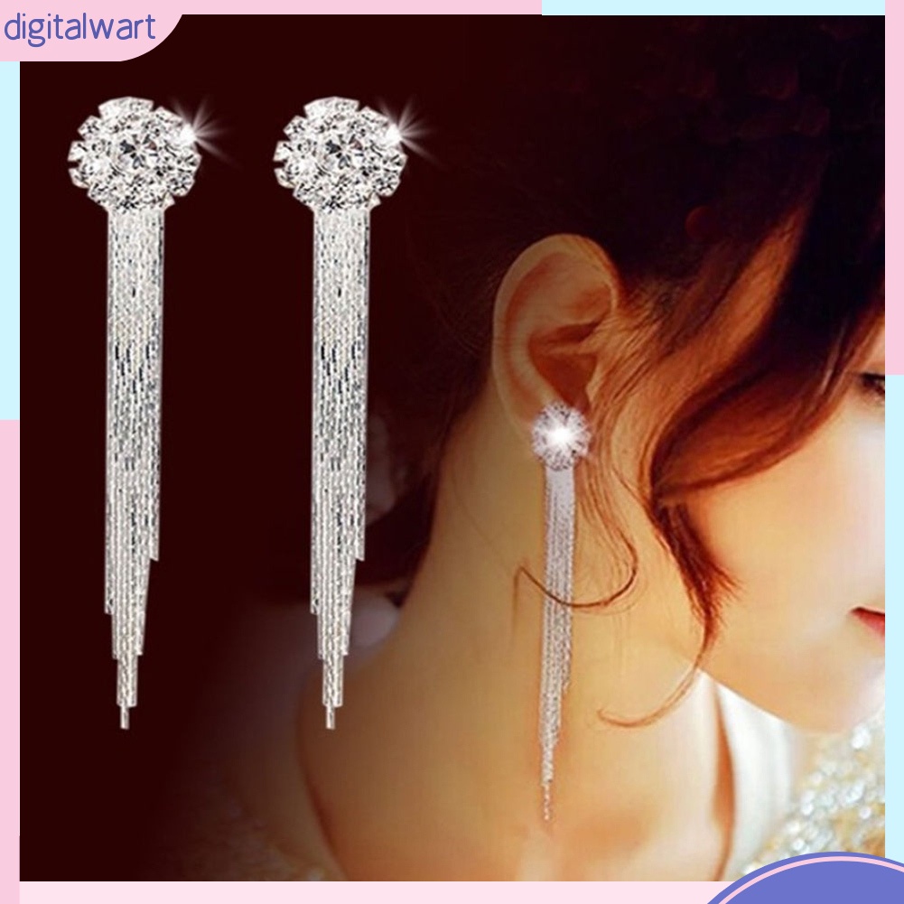 Đôi bông tai hình hoa đính đá, dáng rơi thời trang cho nữ