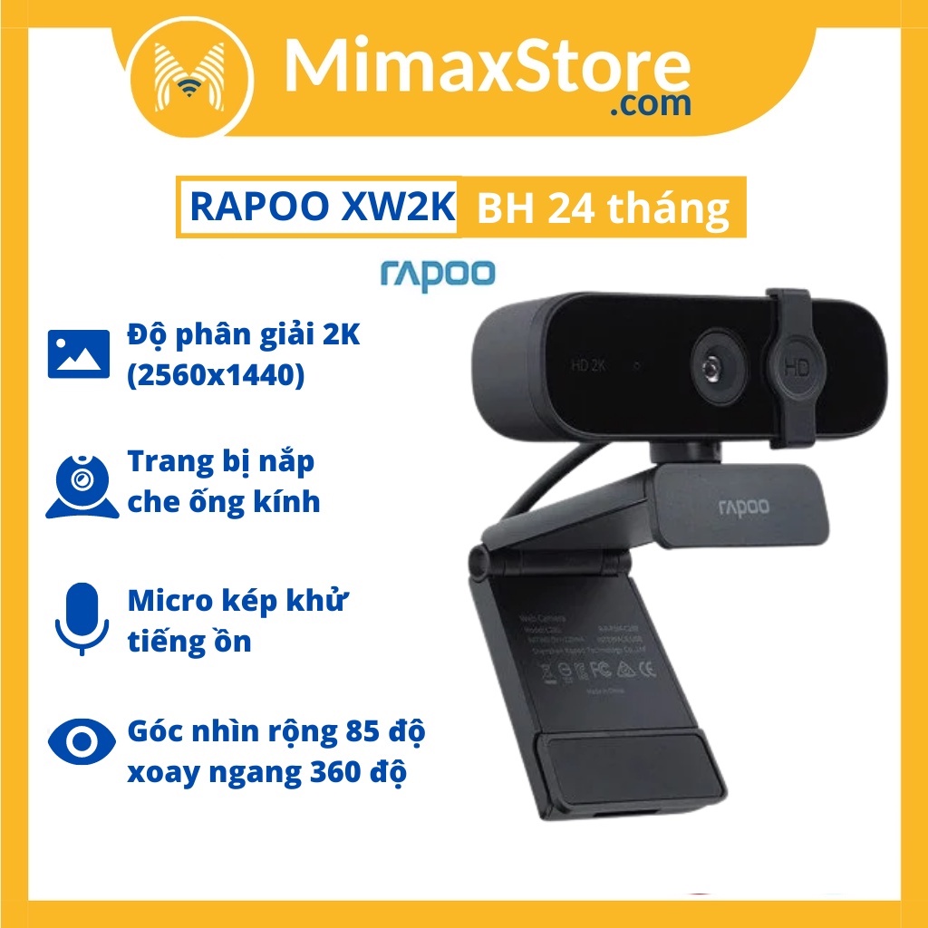 [Hỏa Tốc - HCM] Webcam RAPOO XW2K độ phân giải 2K | Bảo Hành 24 Tháng | Hàng Chính Hãng | Mimax Store