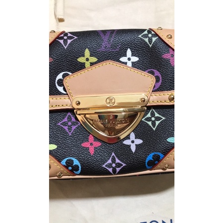 Túi xách Lv đen hoa 7 màu mập cổ hàng si da thật size 25
