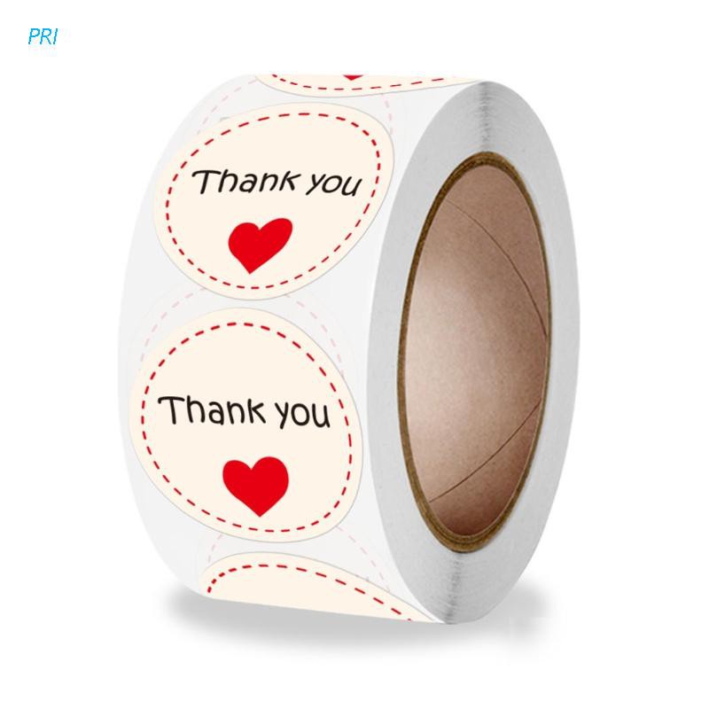 Cuộn 500 nhãn dán cảm ơn hình trái tim cho túi bánh kẹo thủ công cho đám cưới