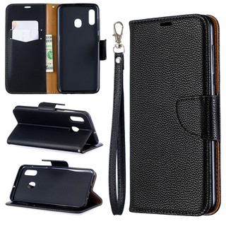 Casing Samsung Galaxy A20 A30 A20E A20S lychee pattern solid color leather phone case
