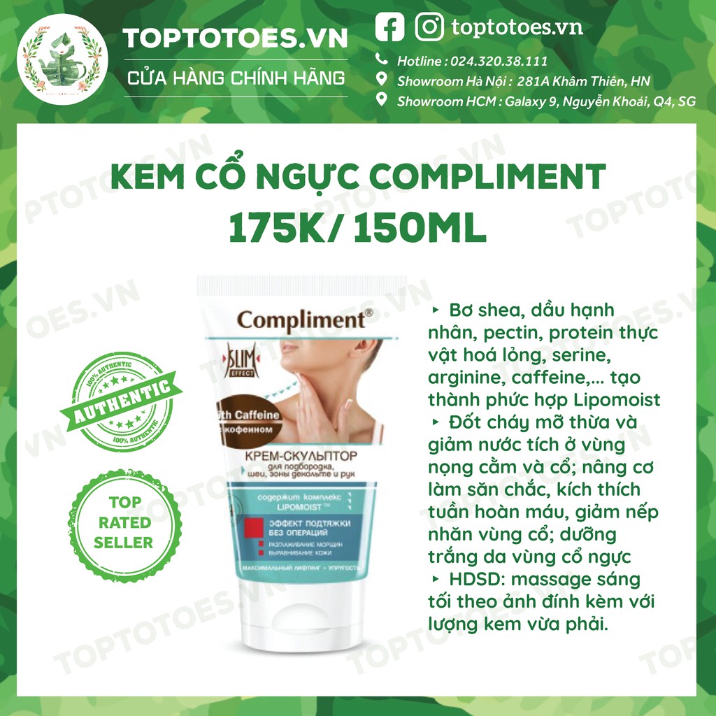 Kem dưỡng cổ, ngực Compliment giảm nọng cằm, dưỡng trắng, làm căng và chống nhăn cổ ngực