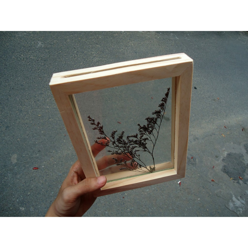 Khung ảnh gỗ 2 mặt kính - Size 13x18 cm - Khung hình gỗ thông mặt kính để bàn treo tường - Picture Frame