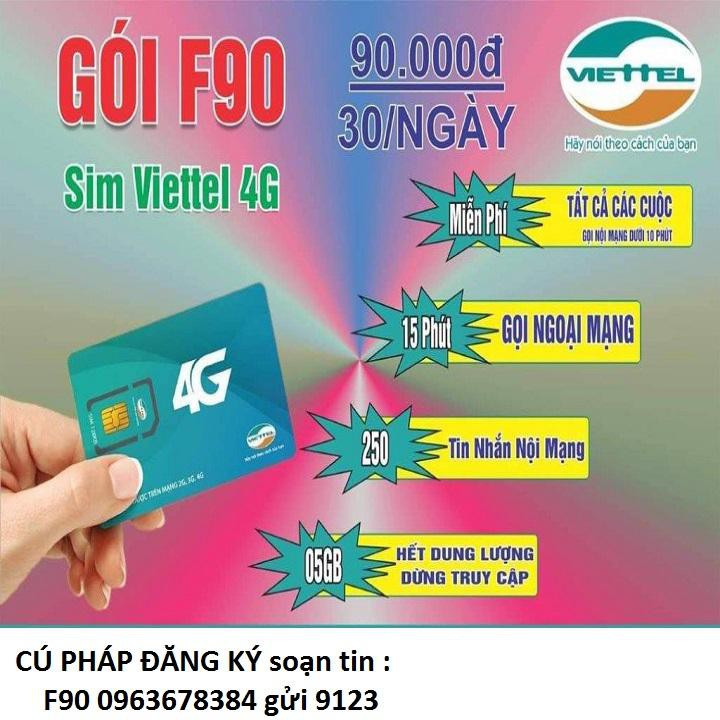 Siêu Thánh Sim Viettel F90 Miễn Phí Cuộc Gọi + Tin Nhắn + 5GB/Tháng Dùng Siêu Rẻ