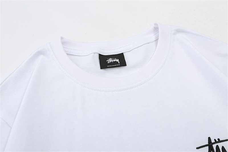 Stussy Fashion pure cotton pattern men's women's short-sleeved T-shirt couple tee unisex 6681#