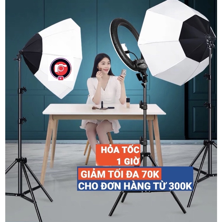 Bộ đèn studio Hanfoto 8 cạnh siêu sáng chụp ảnh, quay phim,Livestream chuyên nghiệp