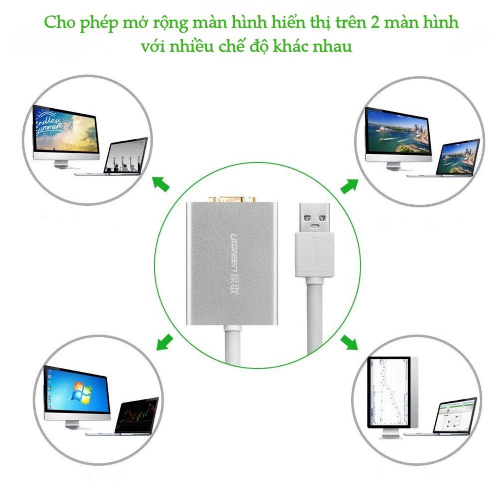 Bộ chuyển đổi USB 2.0 sang VGA vỏ hợp kim UGREEN 40244 | BigBuy360 - bigbuy360.vn