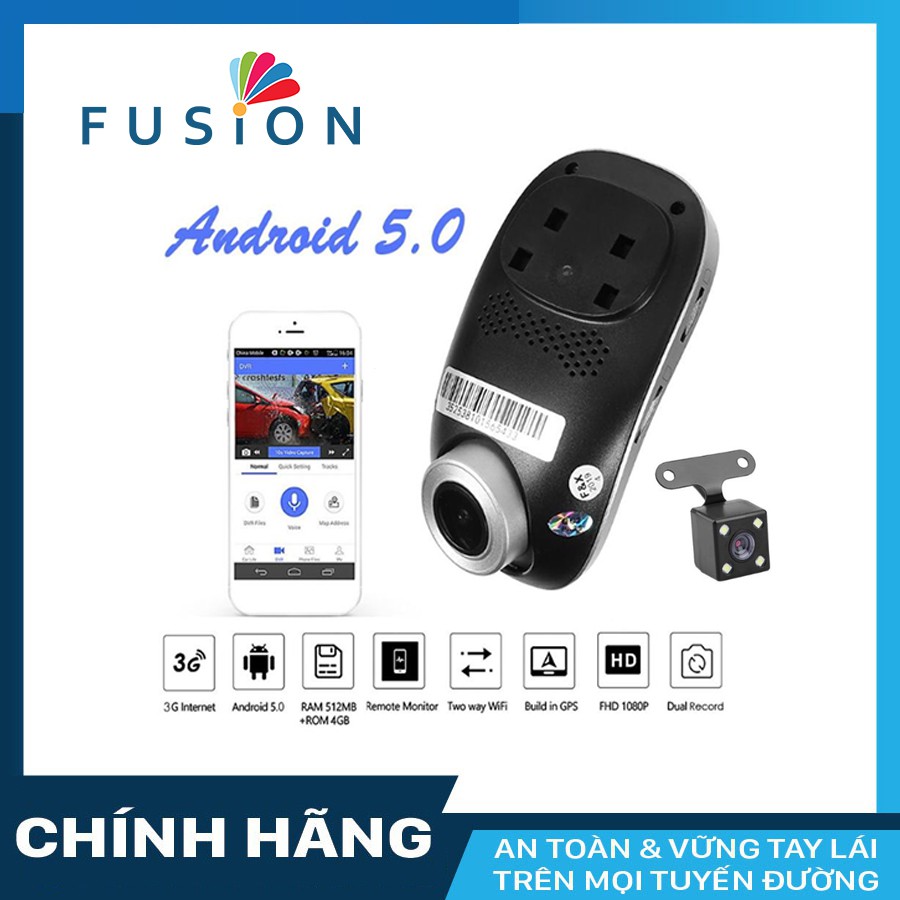 Camera hành trình Fusion A6 định vị xe ô tô từ xa + thẻ nhớ 32GB kèm Sim 4G miễn phí Data 12 tháng