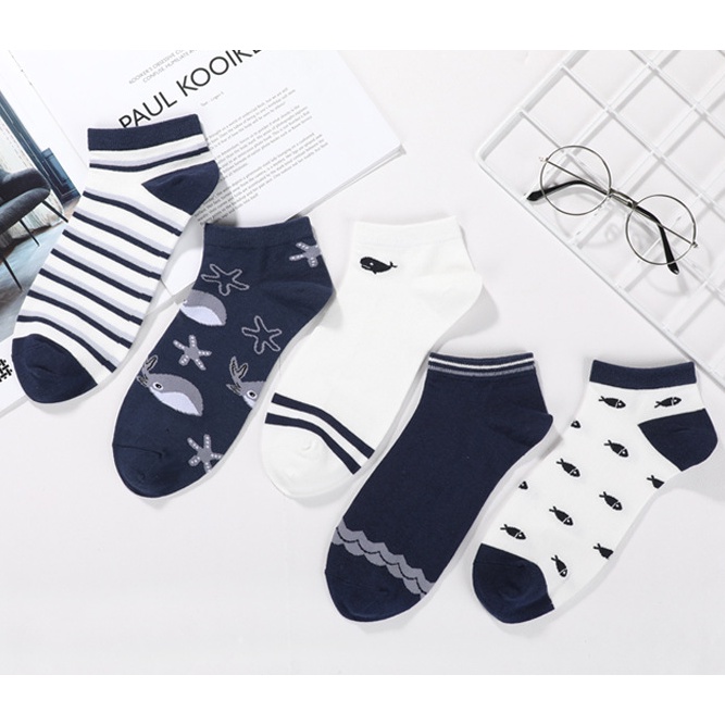 Tất ngắn họa tiết -  Set 5 đôi - Có hộp - Hồ Chí Minh - Giao nhanh 2H