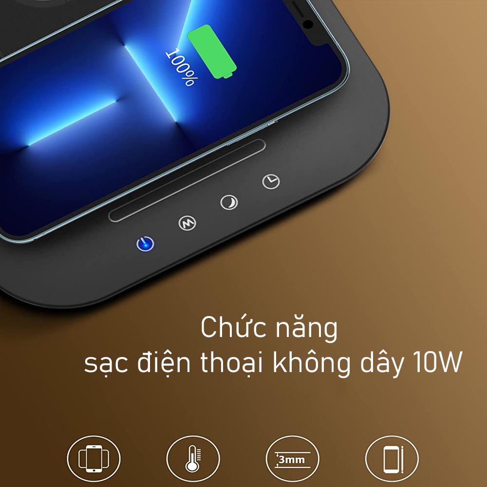 Đèn Led để bàn 5 chế độ ánh sáng 12W, Tích hợp sạc không dây 10W, Có cổng sạc USB 5V ismart