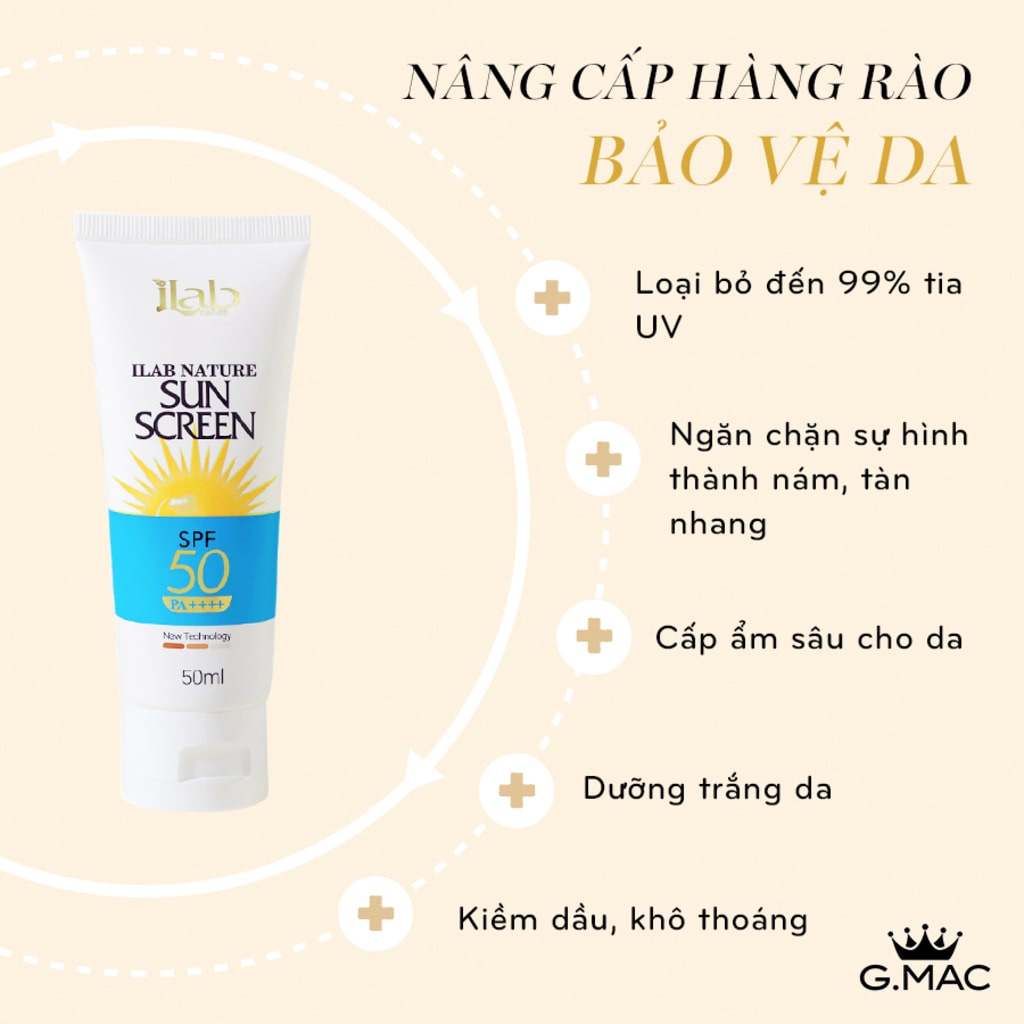 Kem Chống Nắng Dưỡng Ẩm Da Nhạy Cảm Ilab Nature Sun Screen SPF 50 PA++ 50ml