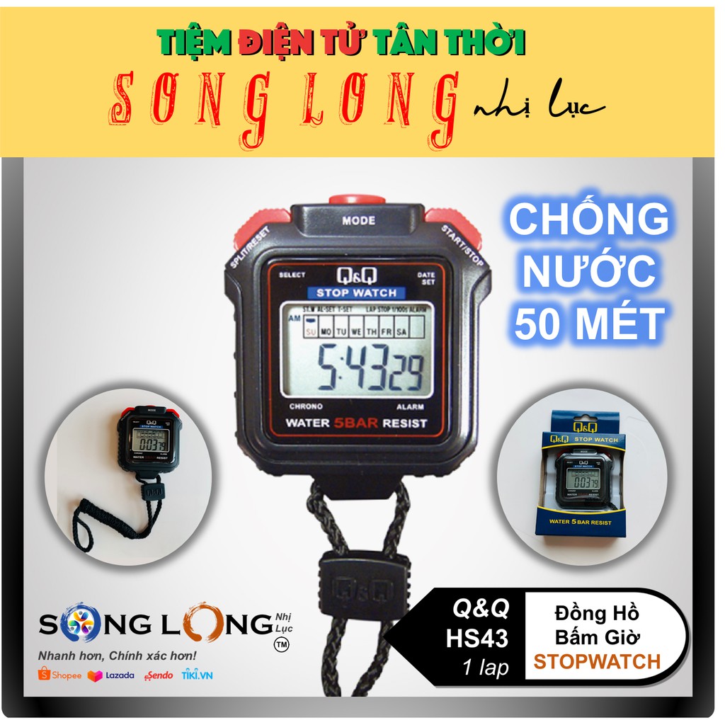 [MÁY MỚI 2022] Đồng Hồ Bấm giờ Q&Q HS-43 – 1 lap – Chống nước 50 met, Chuyên dùng trong Thể Thao - Đồng Hồ Q&Q Citizen