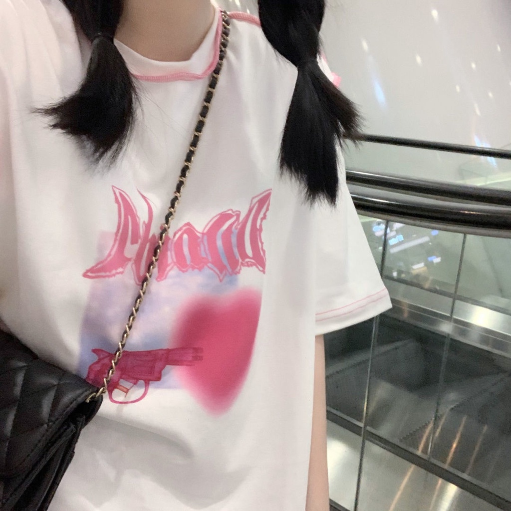 Áo Thun Nữ Ngắn Tay Dáng Rộng Phong Cách Hàn Quốc Mới