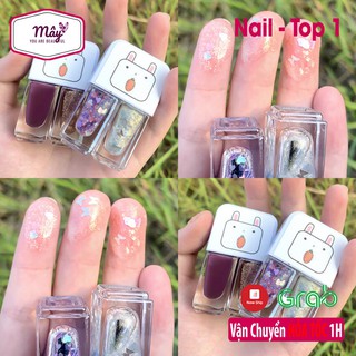 Set 2 lọ sơn móng tay màu bóng và nhũ kim tuyến Maxfine nhiều màu sắc siêu xinh