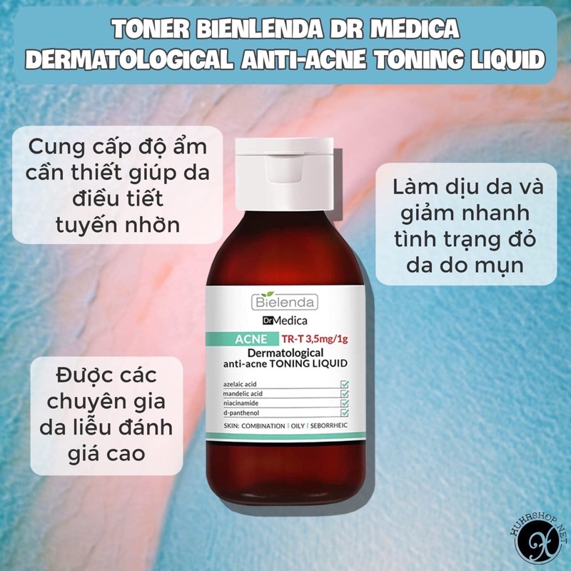 Toner Nước Hoa Hồng Bielenda Dr Medica ngừa mụn, giảm thâm, sáng da 250ml