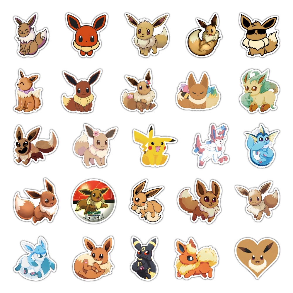 Bộ 50 Hình Dán Pokemon Đáng Yêu Dùng Trang Trí Ván Trượt, Laptop, Mũ Bảo Hiểm, Điện Thoại