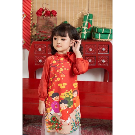 🥰 Siêu phầm sét áo dài cách tân tết bé nhẹ nhàng cách điệu hàng thiết kế cao cấp ảnh thật 100%